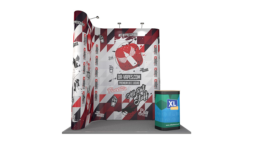 L-Shaped Jumbo Pop Up Display Stand - Designed to Fit a 3m x 2m Shell Scheme Exhibition Stand